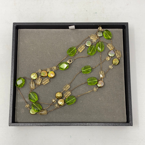 Green Multi Layered Jewel Necklace