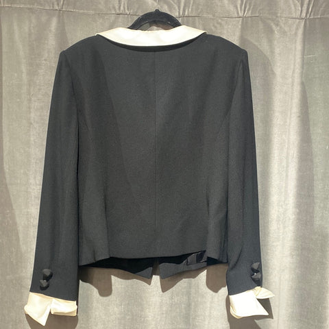 Vintage: Christian Dior Black Jacket with Removable White Collar and Cuffs