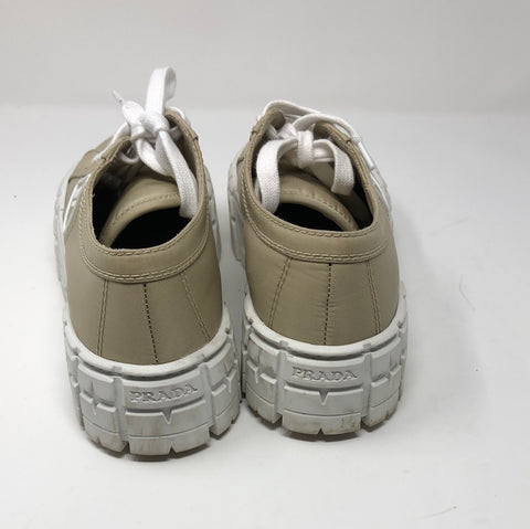 Prada Tan Nylon Platform Sneakers