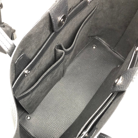 TOD'S Black Leather Tote Bag with Leather/Patent Leather Flowers