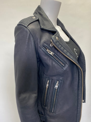 Iro Han Leather Jacket Dark Grey with Silver Hardware