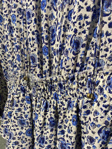 Love Shack Fancy Blue and ivory floral sheer 
