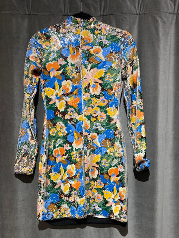 MISSONI Collection Long Sleeve Sequin Turtleneck Bodycon Mini Dress