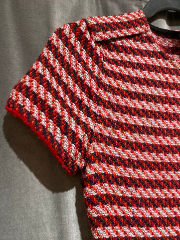Maje Red Tweed Knit Fit and Flare Short Sleeve Dress The Hangout Maje Red Tweed Knit Fit and Flare Short Sleeve Dress The Hangout