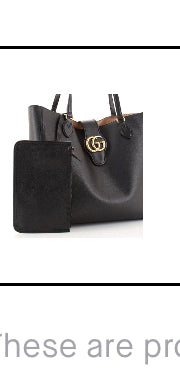 Gucci Black Leather Dahlia GG Tote Bag with Magnetic Strap Closure