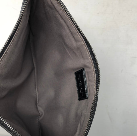 Bottega Venetta Black leather clutch with tri-metal Circle details