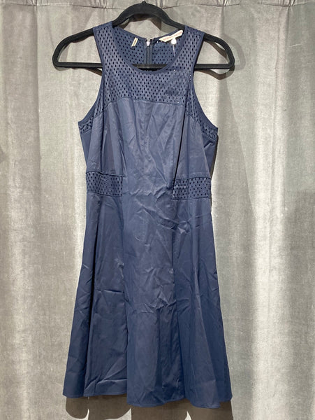 Rebecca Taylor Navy Stretch Cotton Sleeveless Fit and FLare Dress