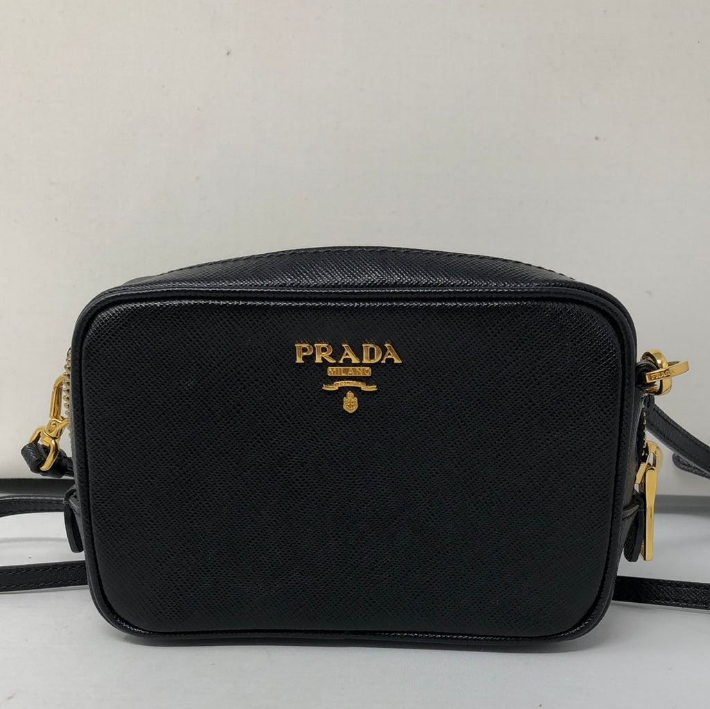 Prada Black Saffiano Lux Mini Camera Bag