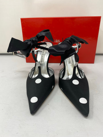 Vintage: Christian Lacroix Black and White Polka Dot Heel with a Bow