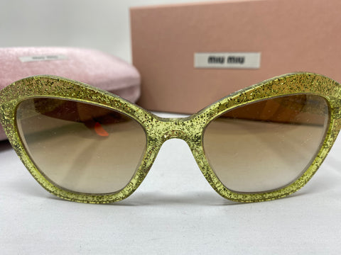 Miu Miu Yellow Glitter  Cat Eye Plastic Sunnies