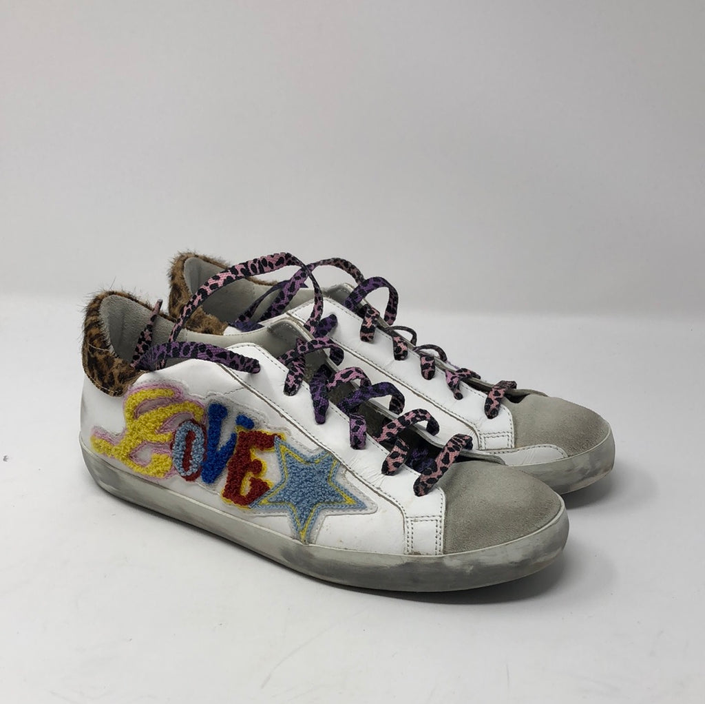 Golden Goose Super Star White leather Sneaker with Leopard Back