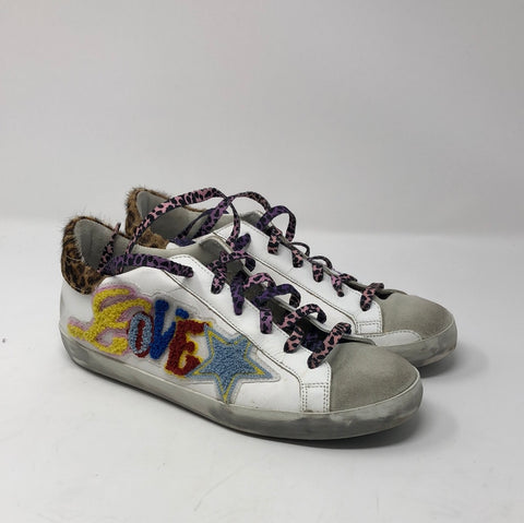 Golden Goose Super Star White leather Sneaker with Leopard Back