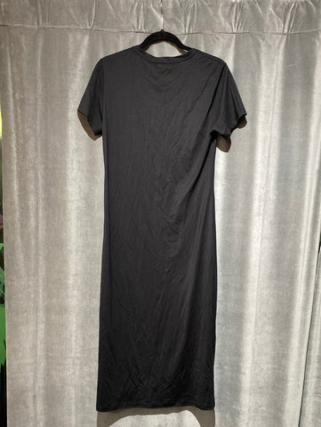 Rag & Bone Black Short Sleeve Cotton Maxi Dress with side Pull Tie