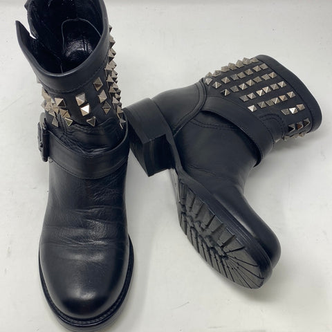 VALENTINO Black Studded Moto Boot