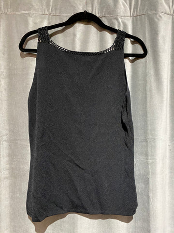 Carducci Sleeveless Knit Cami with beaded and Sequin V neck Collar