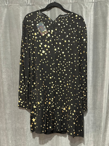 Red Valentino Black Shift Dress with Ruffle Bottom with Gold Stars The Hangout Red Valentino Black Shift Dress with Ruffle Bottom with Gold Stars The Hangout