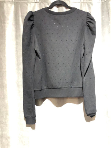 Generation Love Black Puff Sleeve Sweatshirt with Crystals