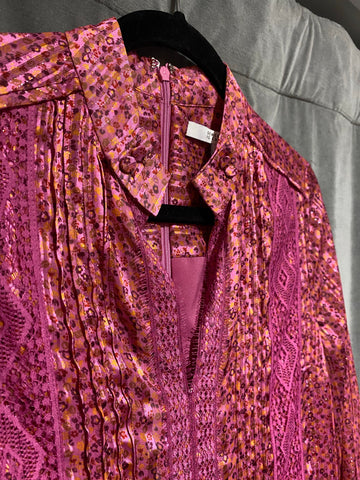 Derek Lam 10 Crosby Pink Collarless Printed Dress