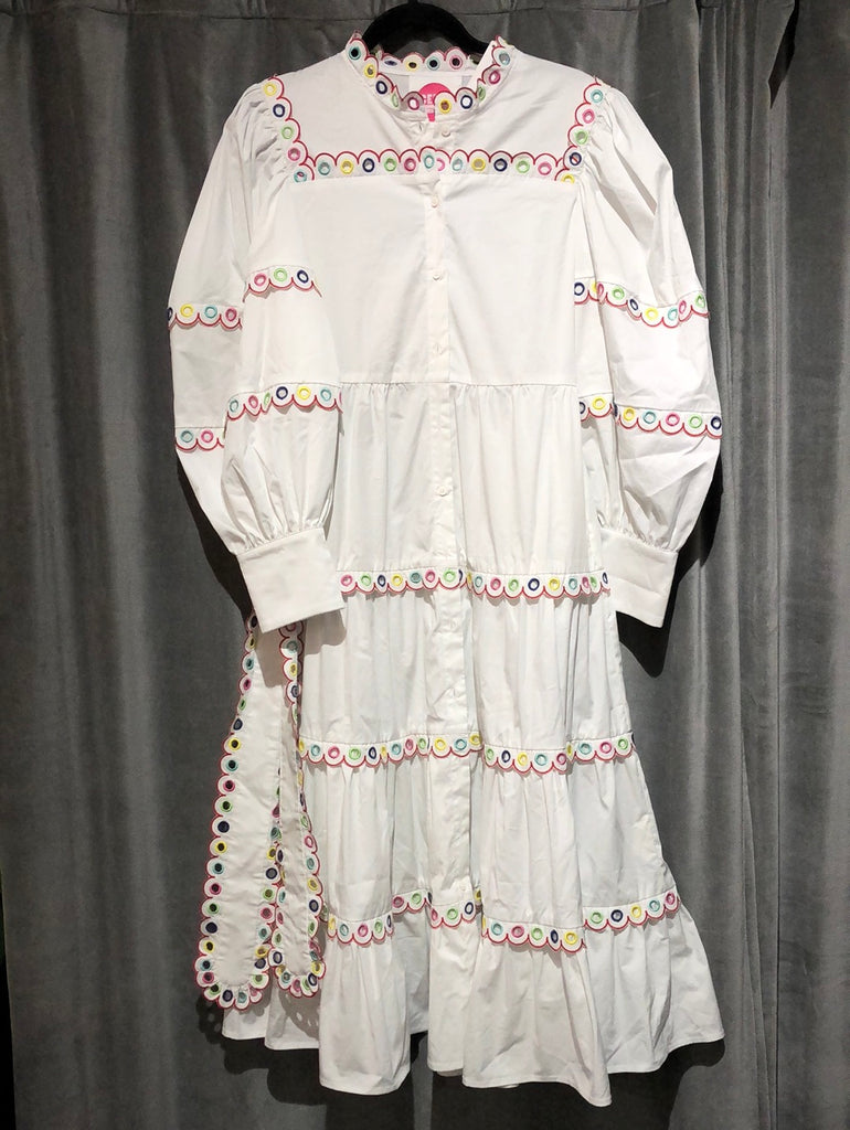 Celia B White Longsleeve Tiered BIANCA Dress