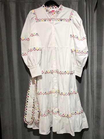 Celia B White Longsleeve Tiered BIANCA Dress