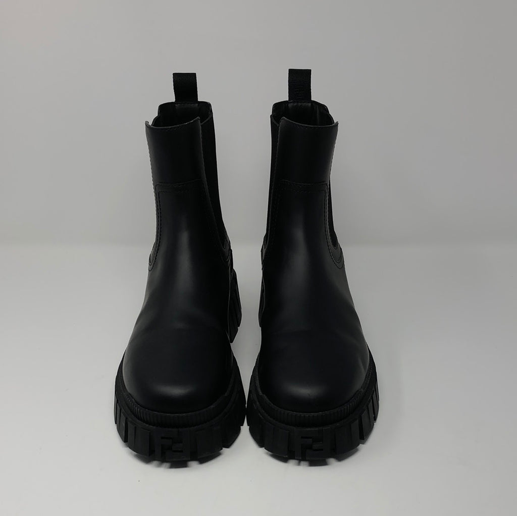 Fendi Black Slip On Lug Boot with Elastic Sides