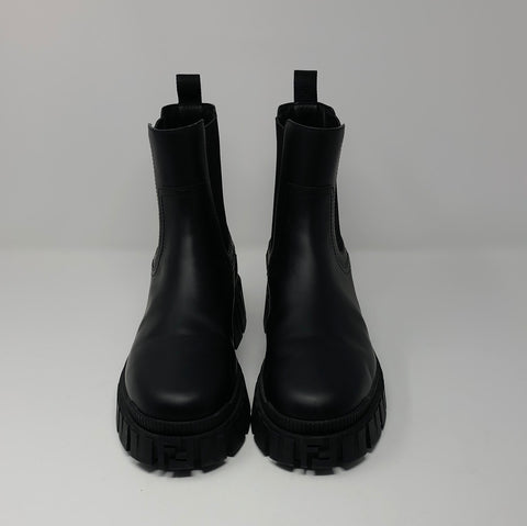 Fendi Black Slip On Lug Boot with Elastic Sides