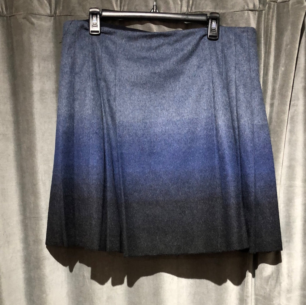 Red Valentino Blue Wool Ombre Pleated Skirt