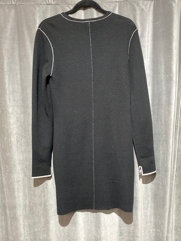 Rag and Bone Black Long Sleeve Knit Dress with White Stitching