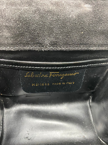 Vintage: Ferregamo Patent Leather Mini Crossbody Purse with gold hardware