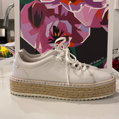 Rag & Bone White Leather Platform Sneaker with Rubber Sole