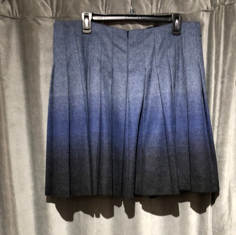 Red Valentino Blue Wool Ombre Pleated Skirt