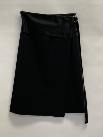 Helmut Lang: Black Wool Tux Midi Skirt