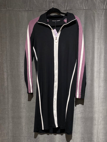 MARC CAIN SPORT Black Long Sleeve Cotton Stretch Half Zip Dress