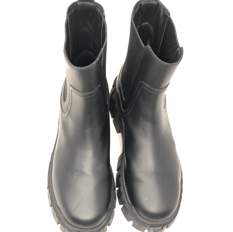 Fendi Black Slip On Lug Boot with Elastic Sides