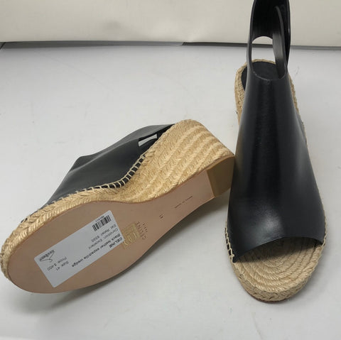 CELINE Black leather espadrille wedge