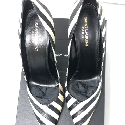 Saint Laurent black and white snakeskin zebra print pump