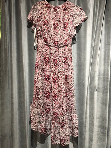 Shoshanna 'Elnora' Maroon Cap Sleeve High Low Floral Dress
