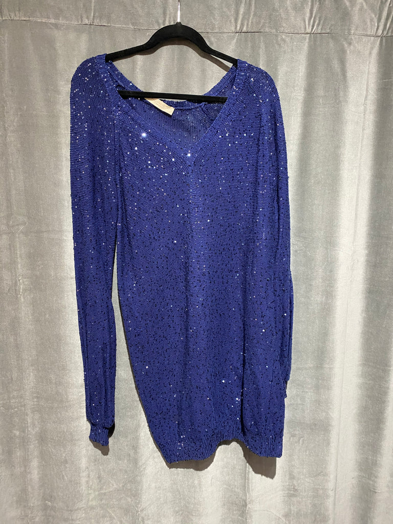 Stella McCartney Blue Knit Long Sleeve Sweater with Sequins