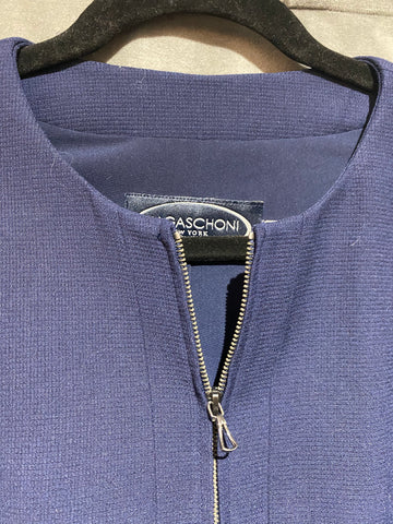 Magaschoni Navy Long Sleeve Front Zip Blazer