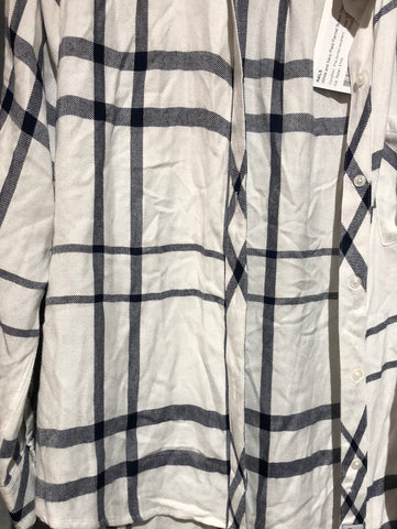 Rails White and Navy Plaid Flannel Button Down