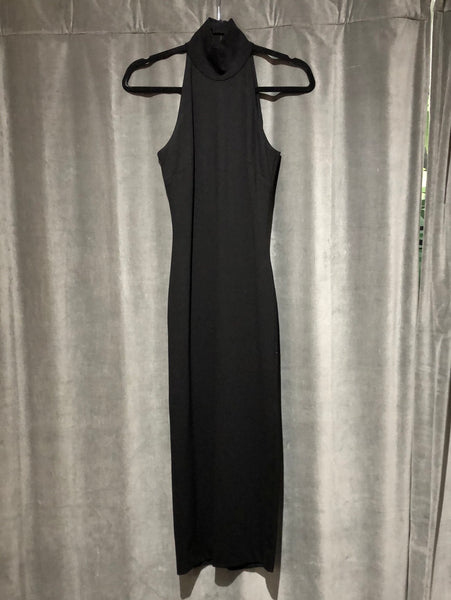 Torn By Ronny Kobo Black Bodycon Tutleneck Sleeveless Midi dress