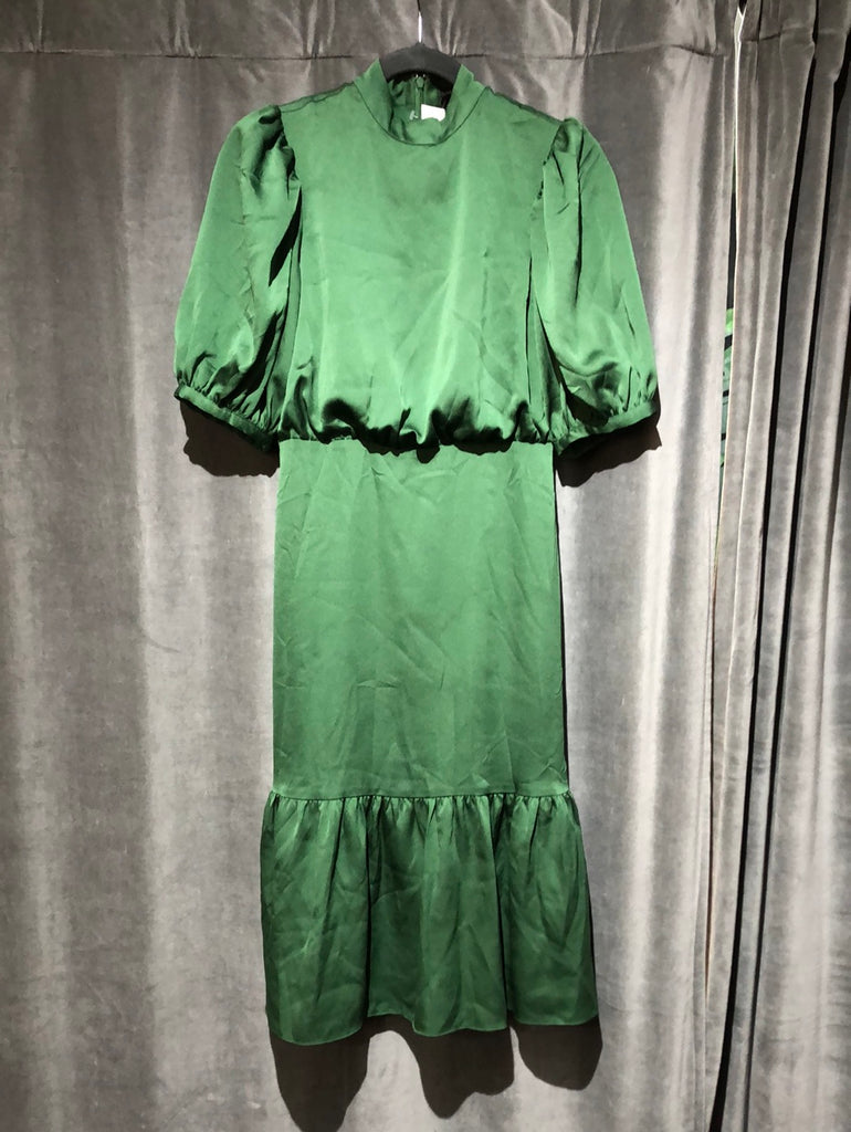 ANN TAYLOR Green Puff Short Sleeve Straight Dress