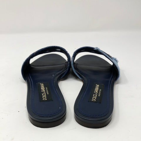 Dolce & Gabbana Denim Two Tone and Navy Leather Sandal