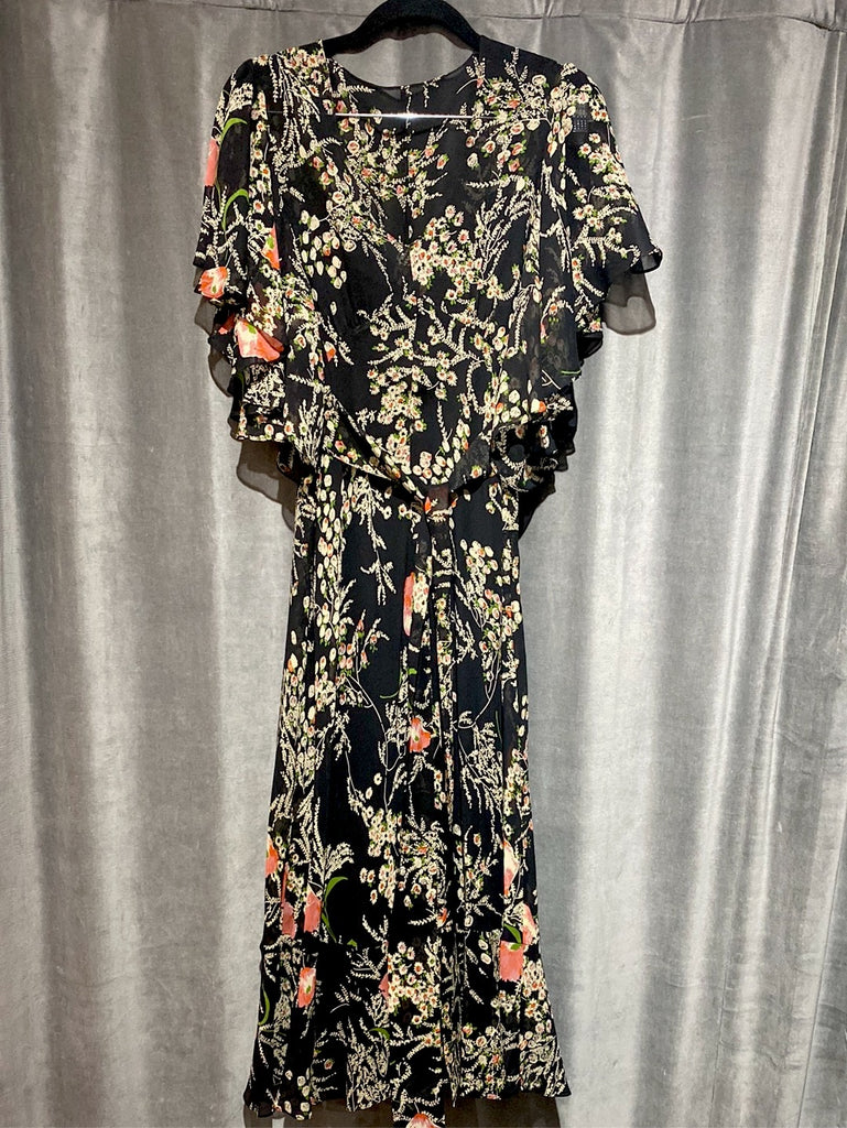 Anthropology Floral Print Ruffle Sleeve Dress