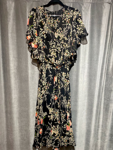 Anthropology Floral Print Ruffle Sleeve Dress
