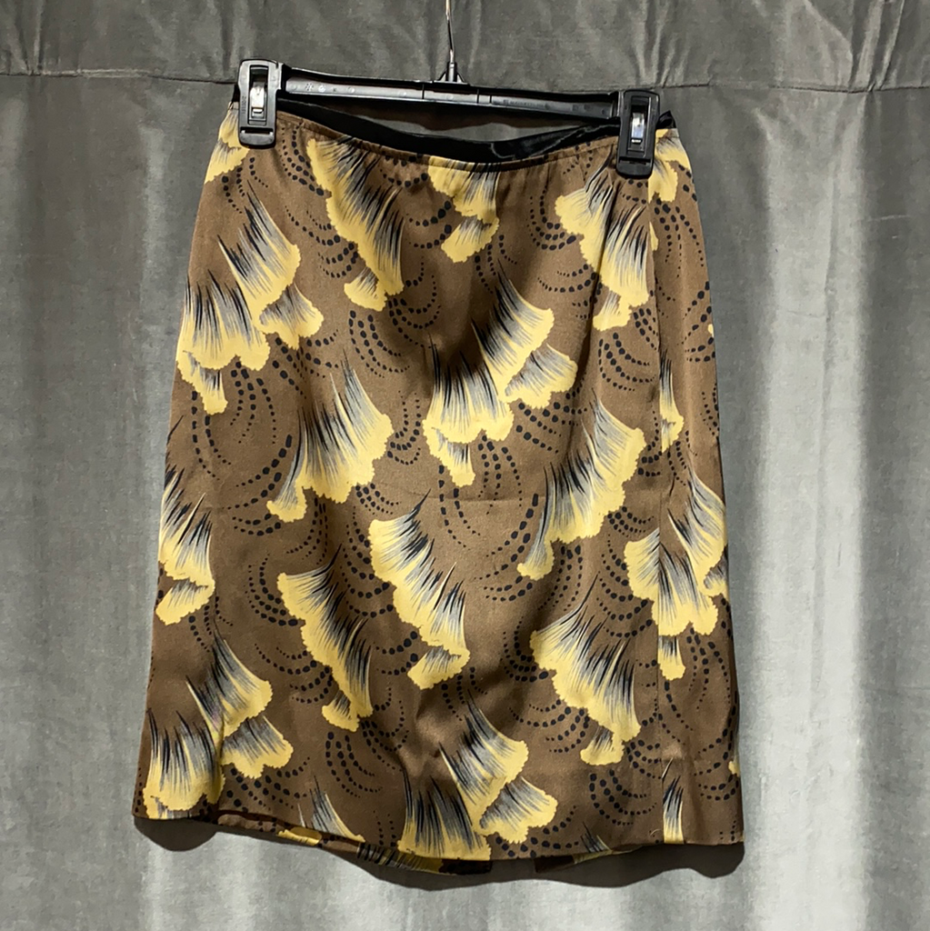 Dries Van Noten Brown Silk Floral Skirt
