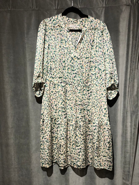 Gerard Darel Multicolor 3/4 Floral Sleeve White Base Dress