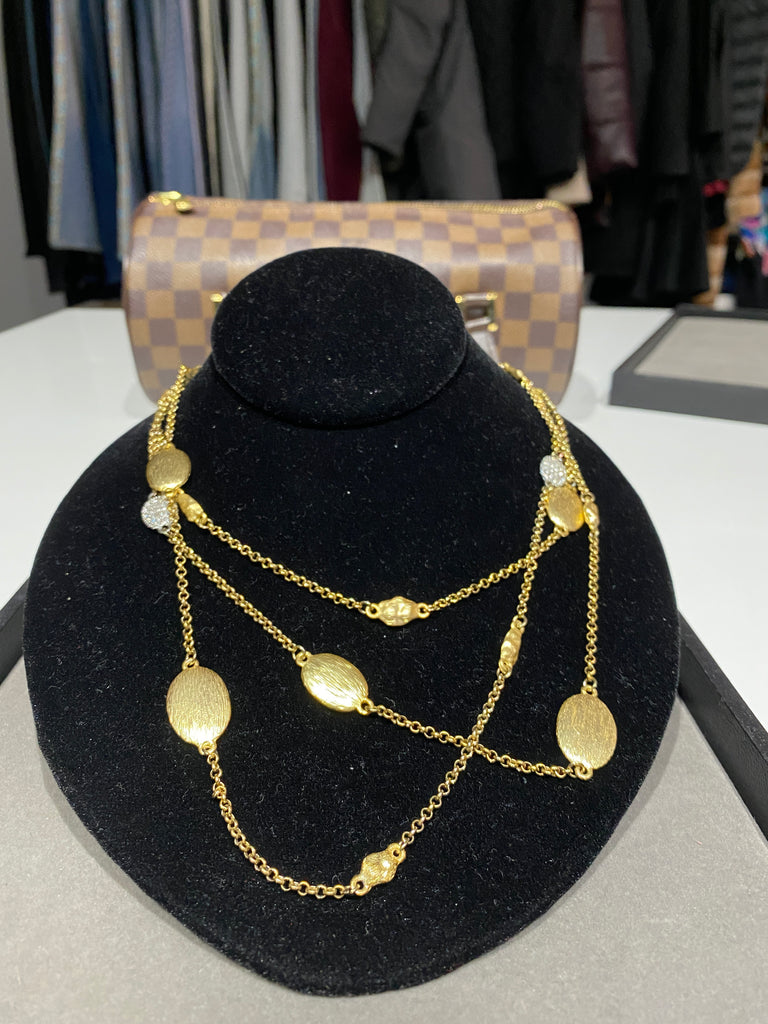 Long Gold Plate Beaded Necklace