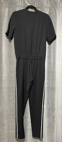 Vince Black Zip Top Shortsleeve Jumpsuit with Elastic Waist