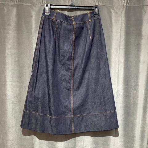 Kate Spade Denim Floral Embroidered A Line Denim Button Skirt